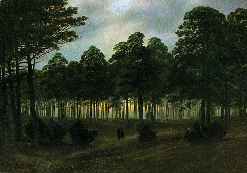 Caspar David Friedrich evening oil painting image